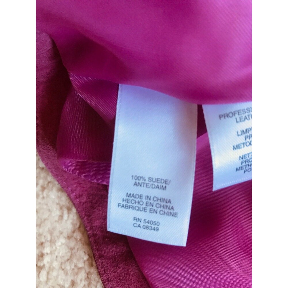 JONES New York Fuchsia Pink Suede Leather Blazer Jacket Button Front VINTAGE NWT - Picture 9 of 14
